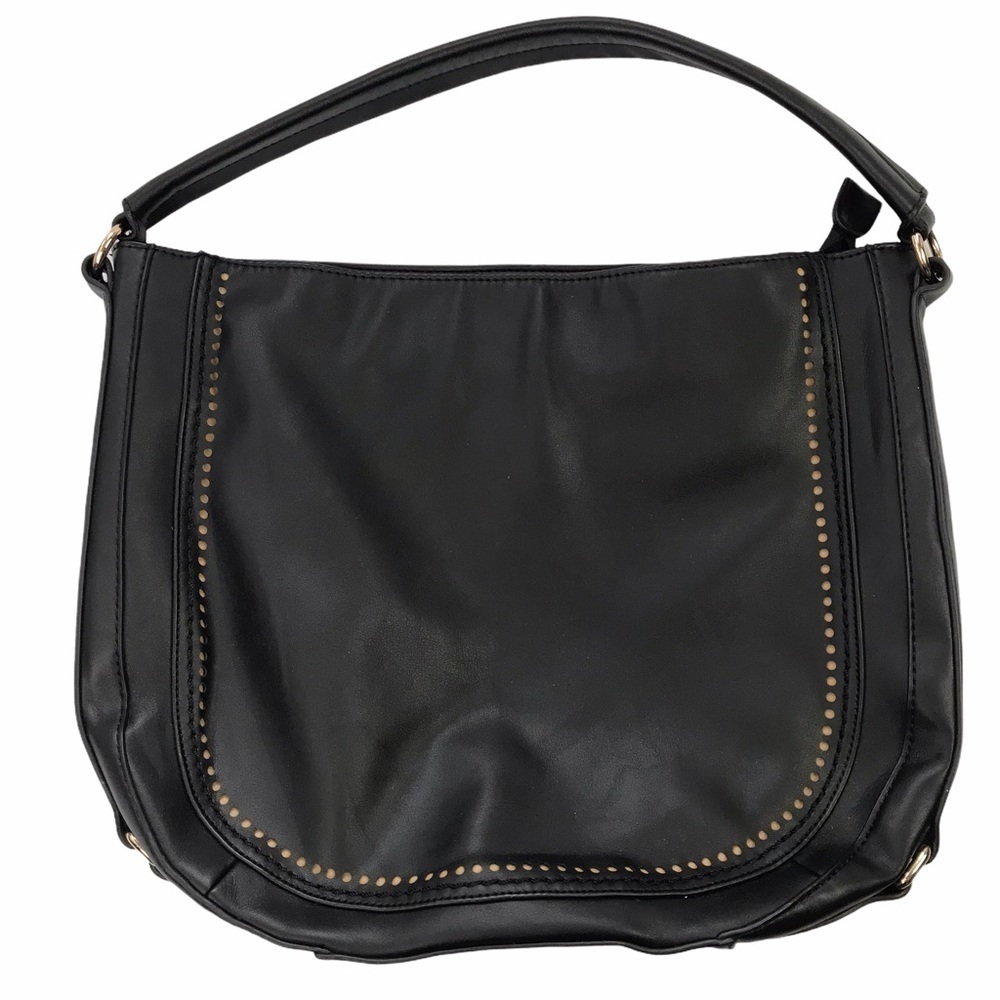 Shiraleah Black Shoulder Bag Large Faux Leather Slouchy Tote Minimalist Purse
